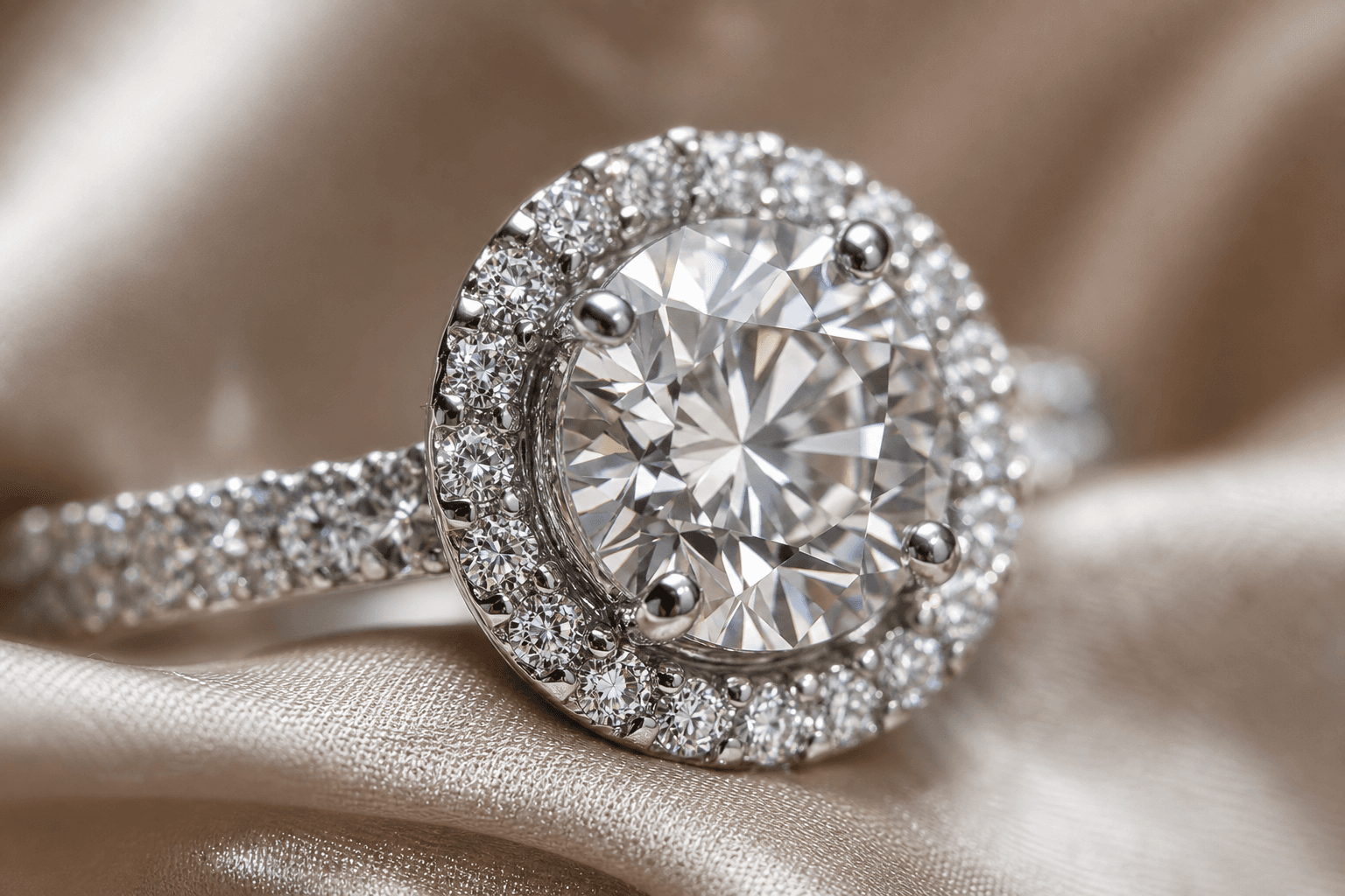 Halo Diamond Ring — macro craftsmanship detail